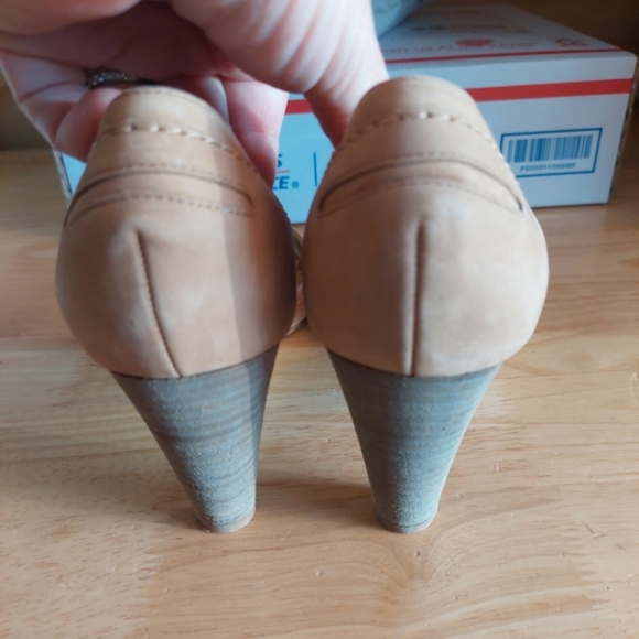 J.Crew Peep Toe Nubuck Tan Leather Heels Made In Italy 9 - Picture 6 of 9